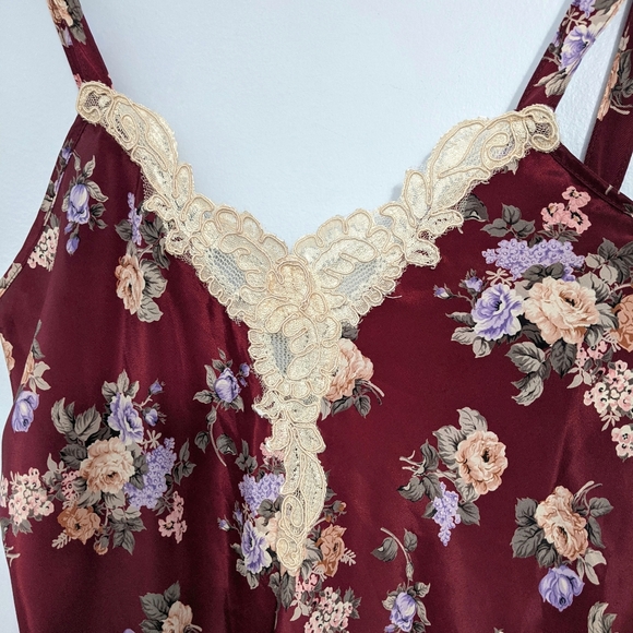 Vintage California Dynasty Purple Floral Lace Long Nightgown Slip Dress L - Picture 5 of 12